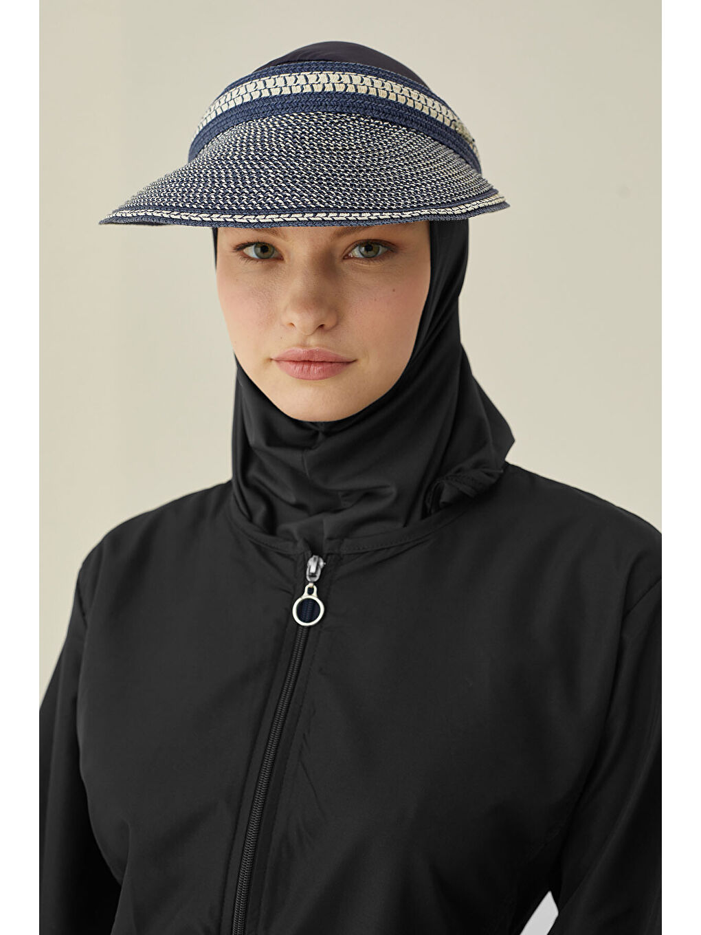 Siyah Plain Pattern Tesettür Mayo-1