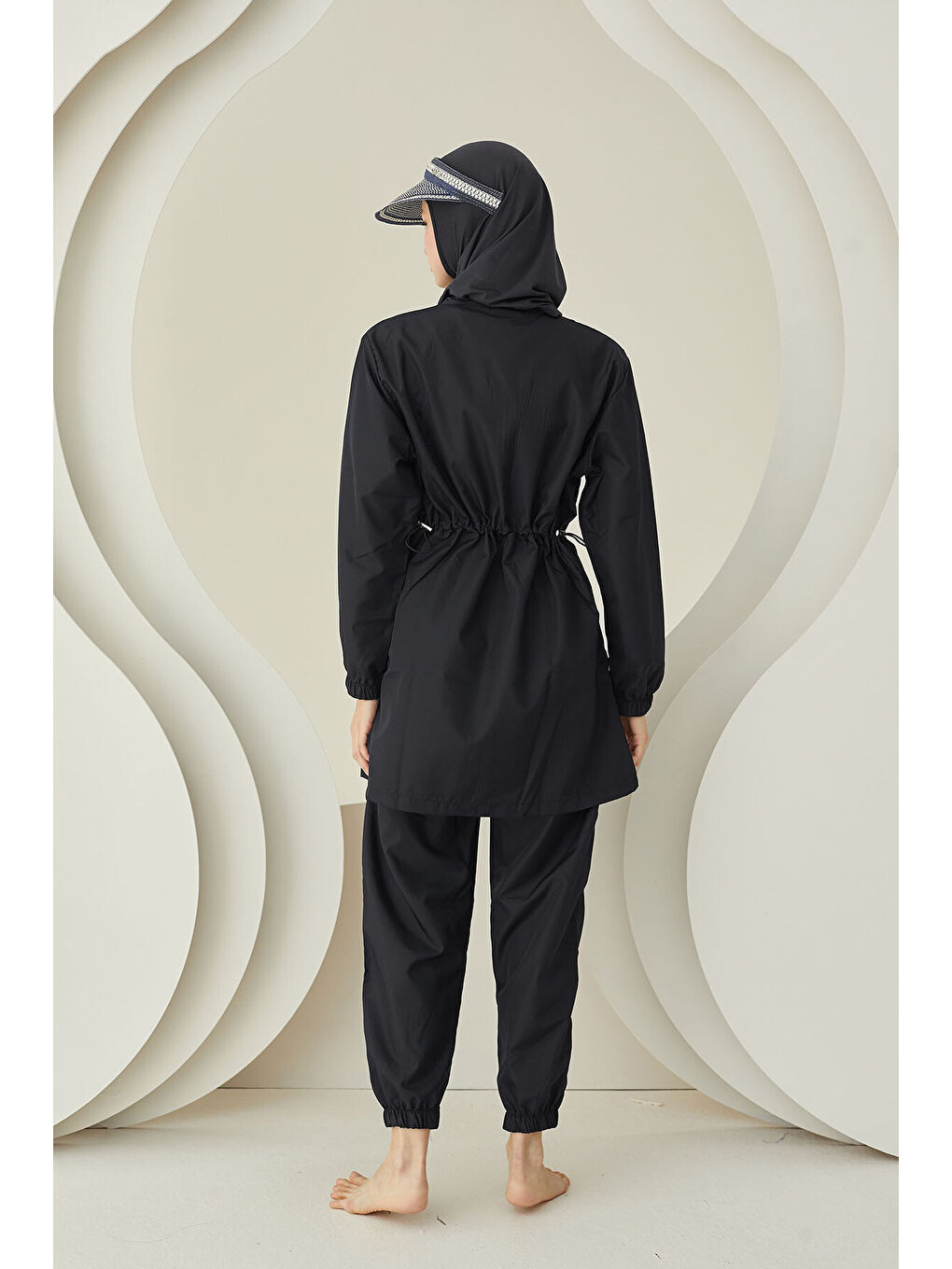 Siyah Plain Pattern Tesettür Mayo-2