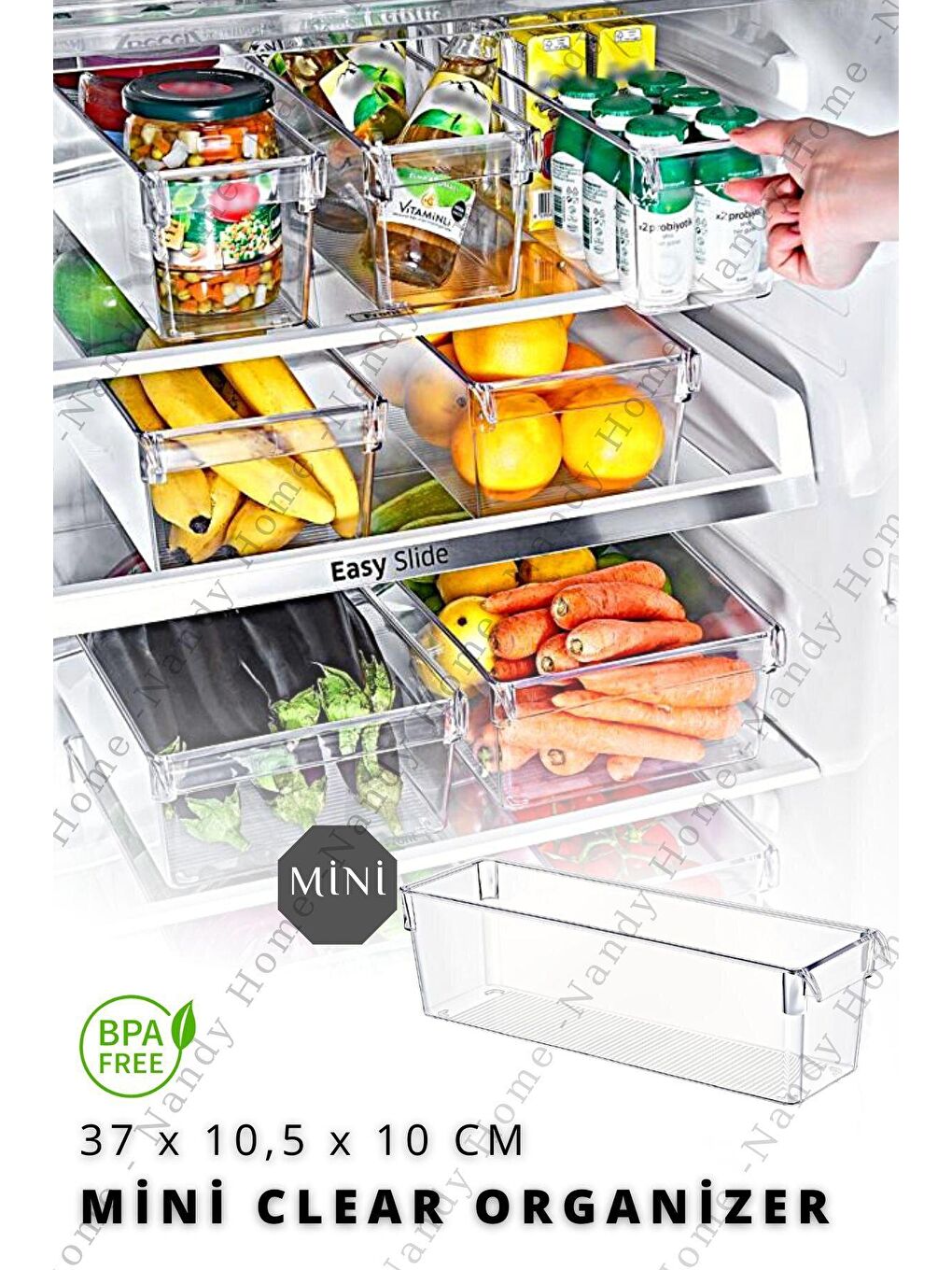 Nandy Home Şeffaf MİNİ Tall Clear Buzdolabı & Dolap İçi Düzenleyici Organizer