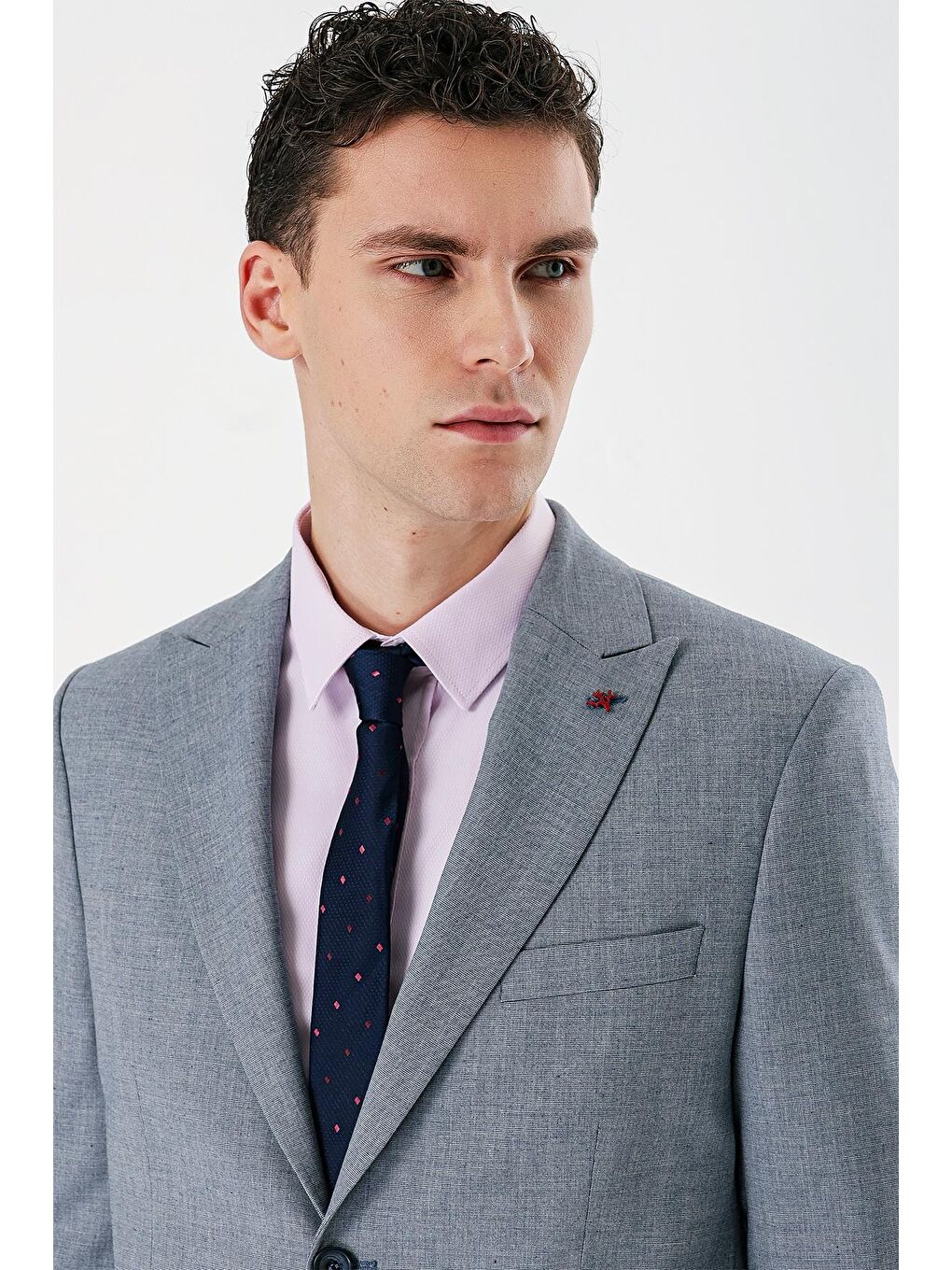 Koyu Mavi Filafil Kırlangıç Yaka Çift Yırtmaç 6 Drop Slim Dar Kesim Klasik Takım Elbise 1001240162-2