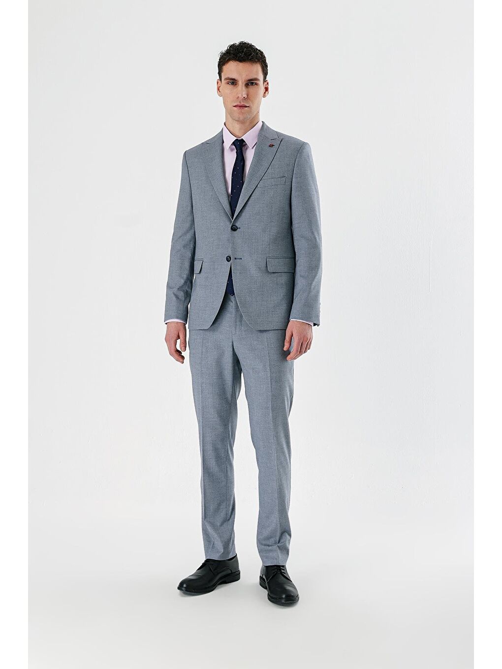 Koyu Mavi Filafil Kırlangıç Yaka Çift Yırtmaç 6 Drop Slim Dar Kesim Klasik Takım Elbise 1001240162-7