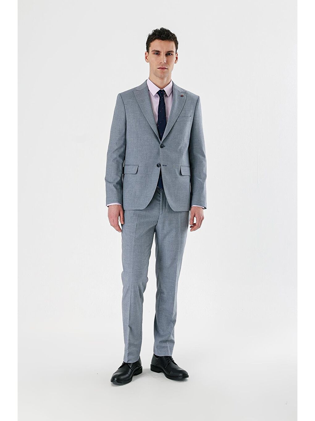 Koyu Mavi Filafil Kırlangıç Yaka Çift Yırtmaç 6 Drop Slim Dar Kesim Klasik Takım Elbise 1001240162-8