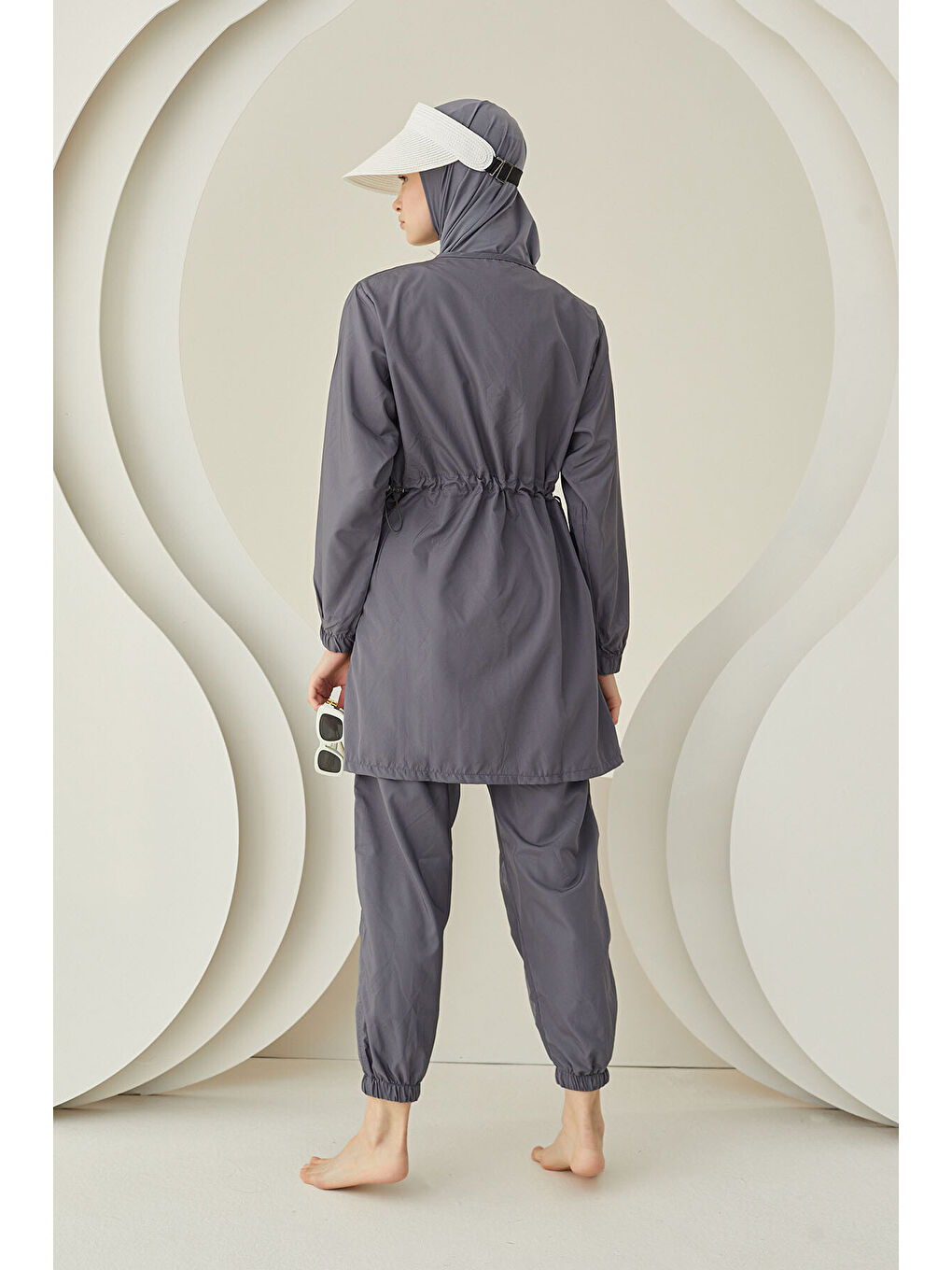 Antrasit Plain Pattern Tesettür Mayo-2