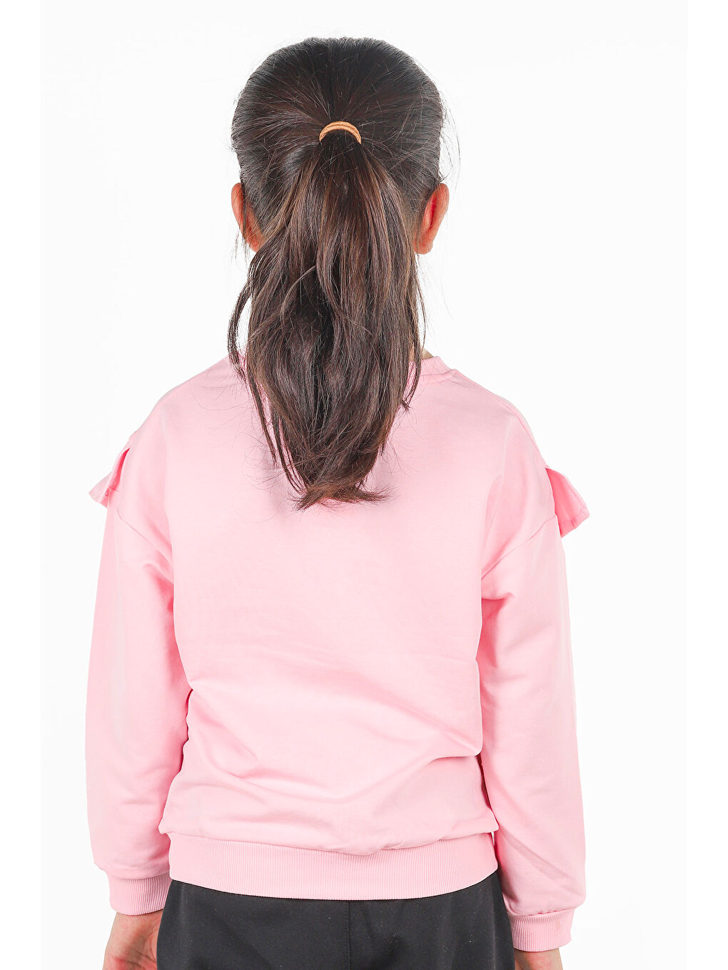 KİKO Pembe Bisiklet Yaka Çiçek Nakışlı Uzun Kollu Kız Çocuk Sweatshirt - 1