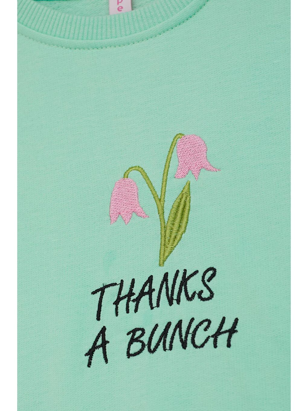 Yeşil Lale Nakışlı Kız Çocuk Kız Çocuk Sweatshirt 17210-1