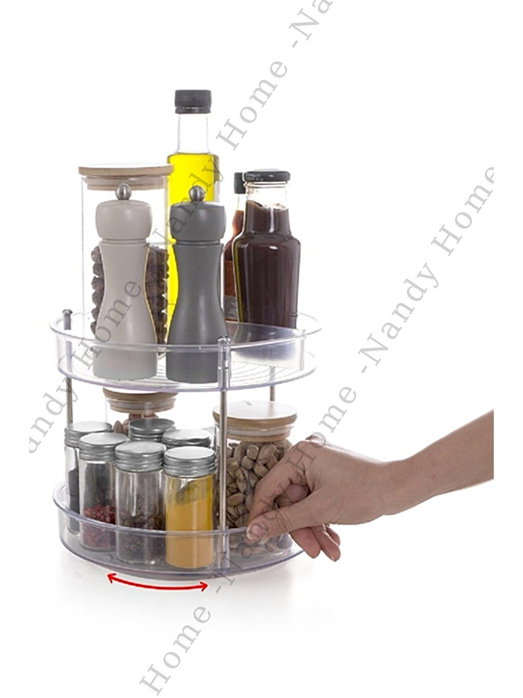 Renksiz 2 Katlı, Çok Amaçlı, Düzenleyici Döner Raf ŞEFFAF-1