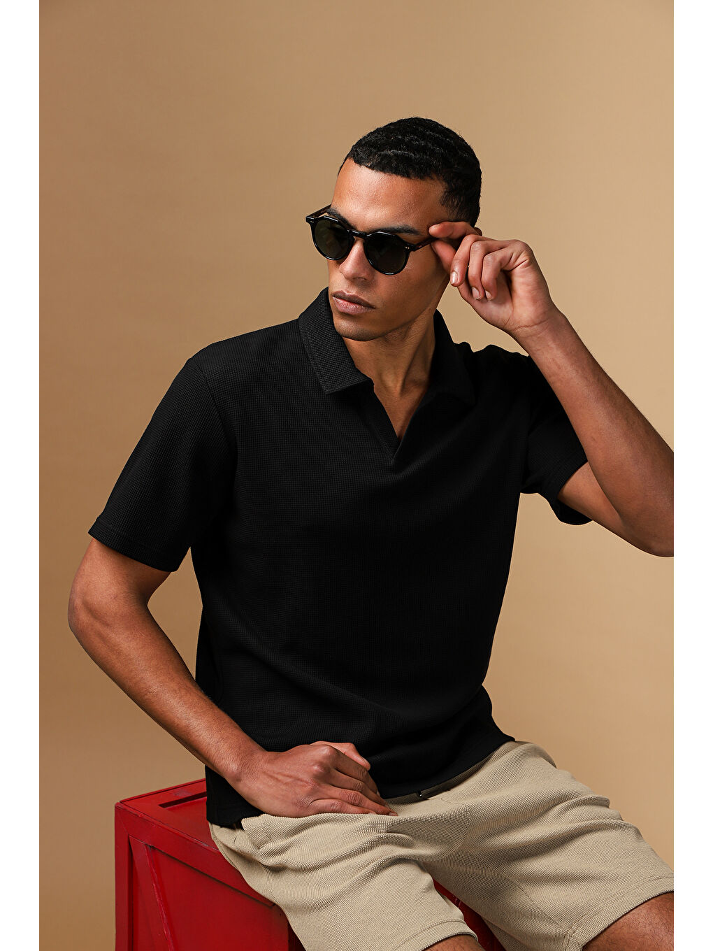 Siyah Regular Fit Pamuklu Polo Yaka Tişört