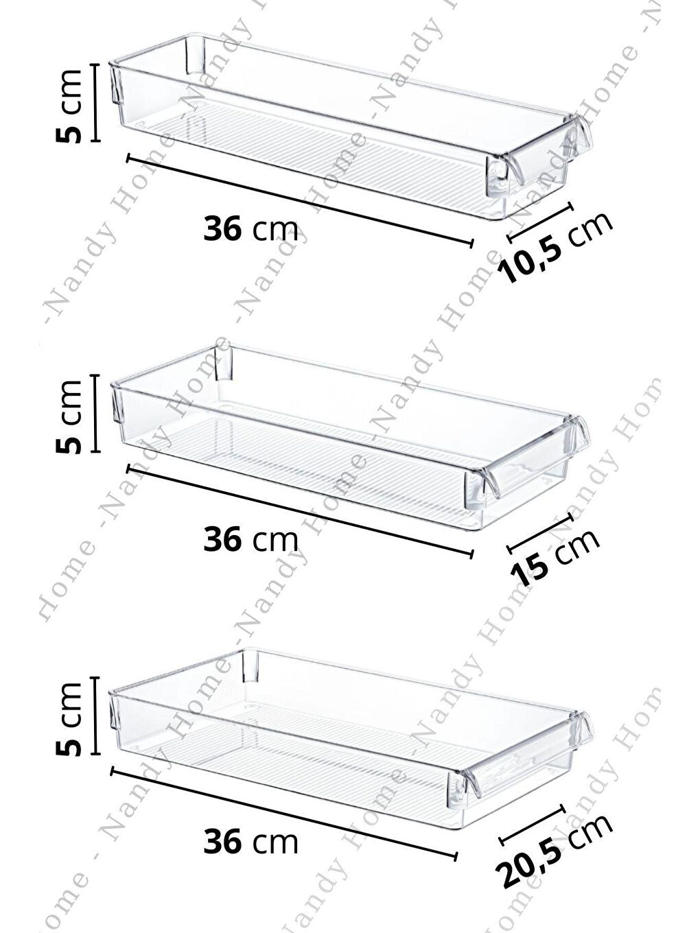 Nandy Home Şeffaf 3'lü Set NEW Clear Buzdolabı & Dolap İçi Düzenleyici Organizer - 3