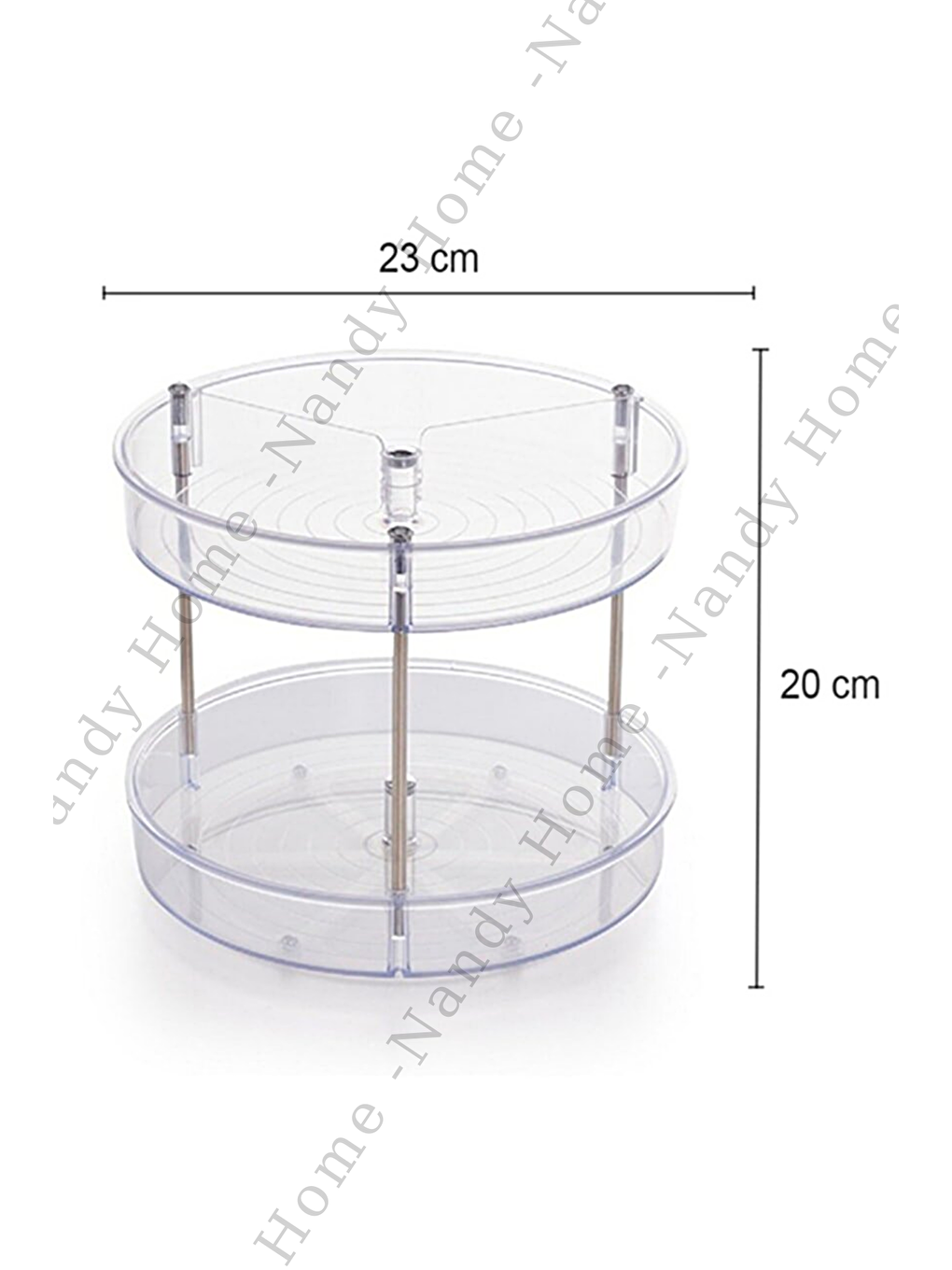 Renksiz 2 Katlı, Çok Amaçlı, Düzenleyici Döner Raf ŞEFFAF-2