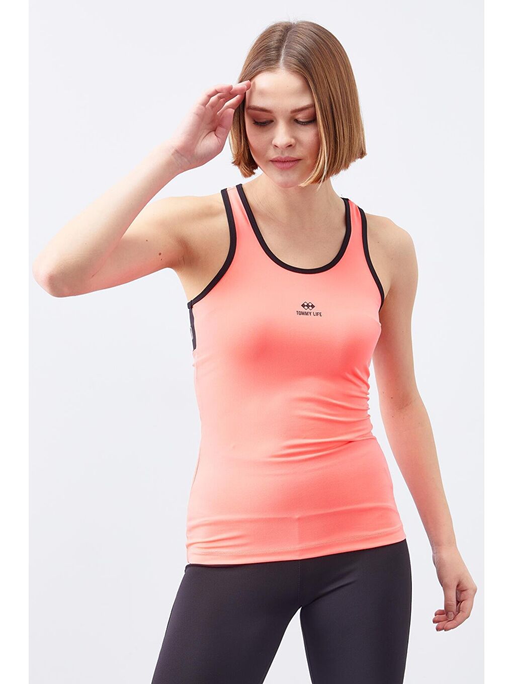 Fuşya Kolsuz Arka Yazı Detaylı Standart Kalıp Kadın Spor Atlet - 97096