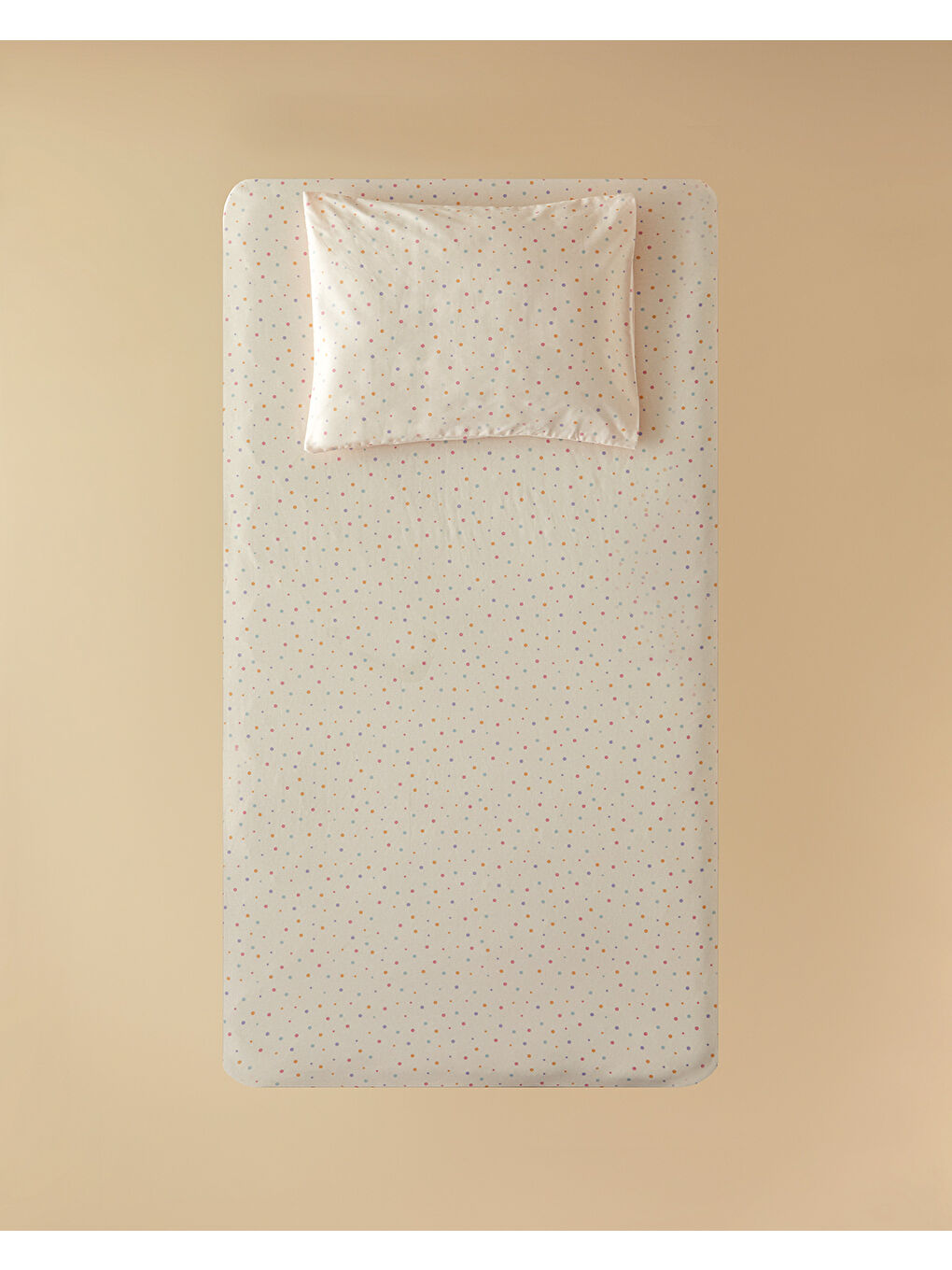 Pembe Funny Dots Pamuklu Bebe Lastikli Çarşaf Takımı Pudra