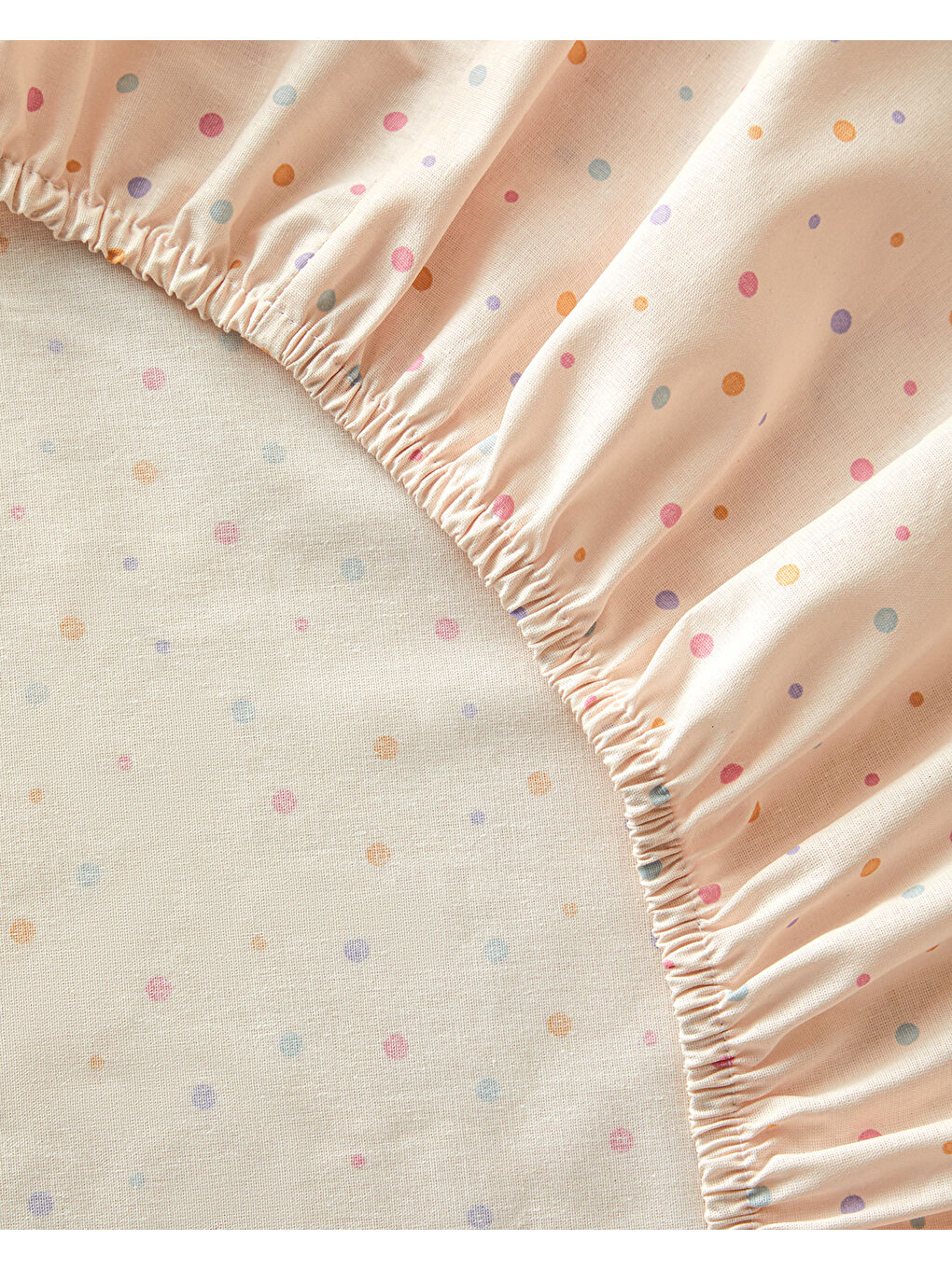 Pembe Funny Dots Pamuklu Bebe Lastikli Çarşaf Takımı Pudra-2