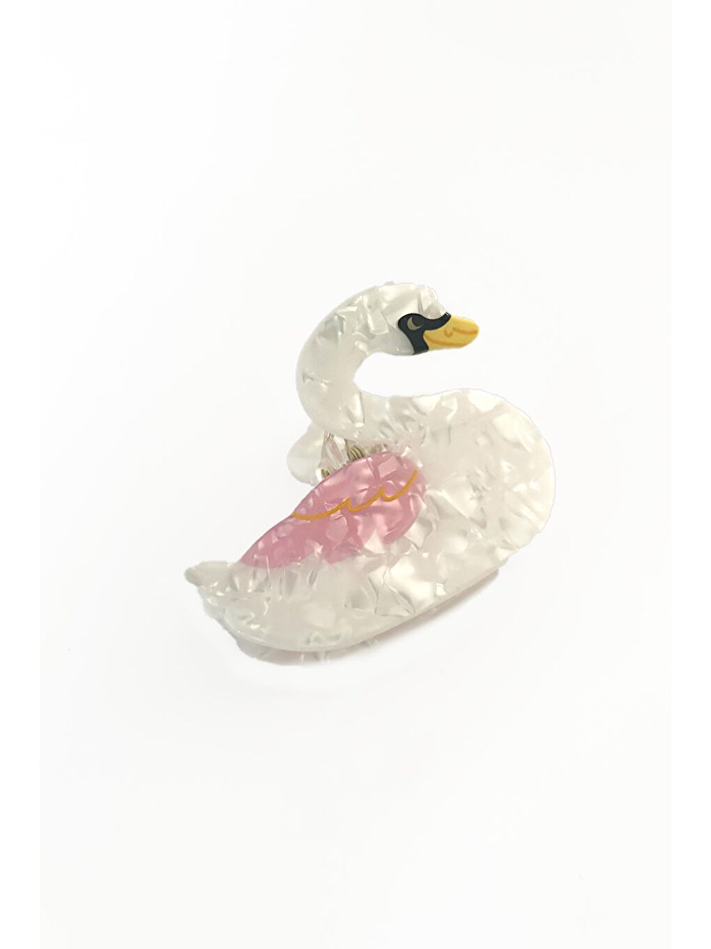 Zarif Beyaz Kuğu Asetat Mandal Toka