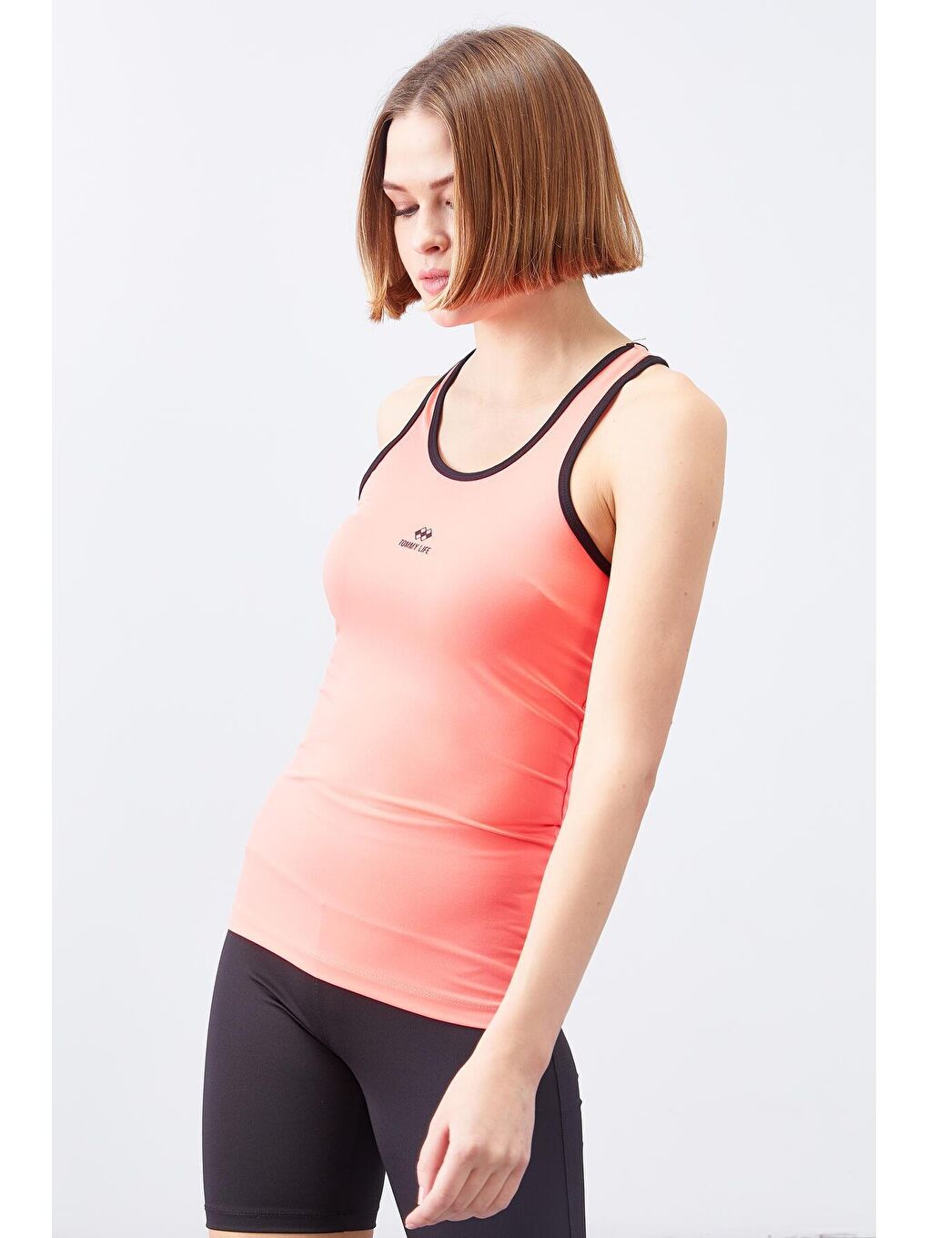 Fuşya Kolsuz Arka Yazı Detaylı Standart Kalıp Kadın Spor Atlet - 97096-2