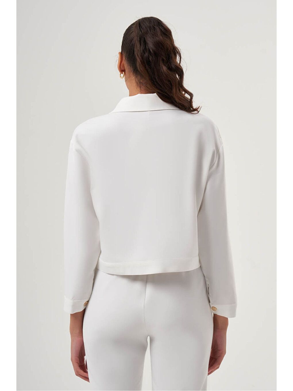 MZL Ekru Gömlek Yaka Cepli Ceket-3