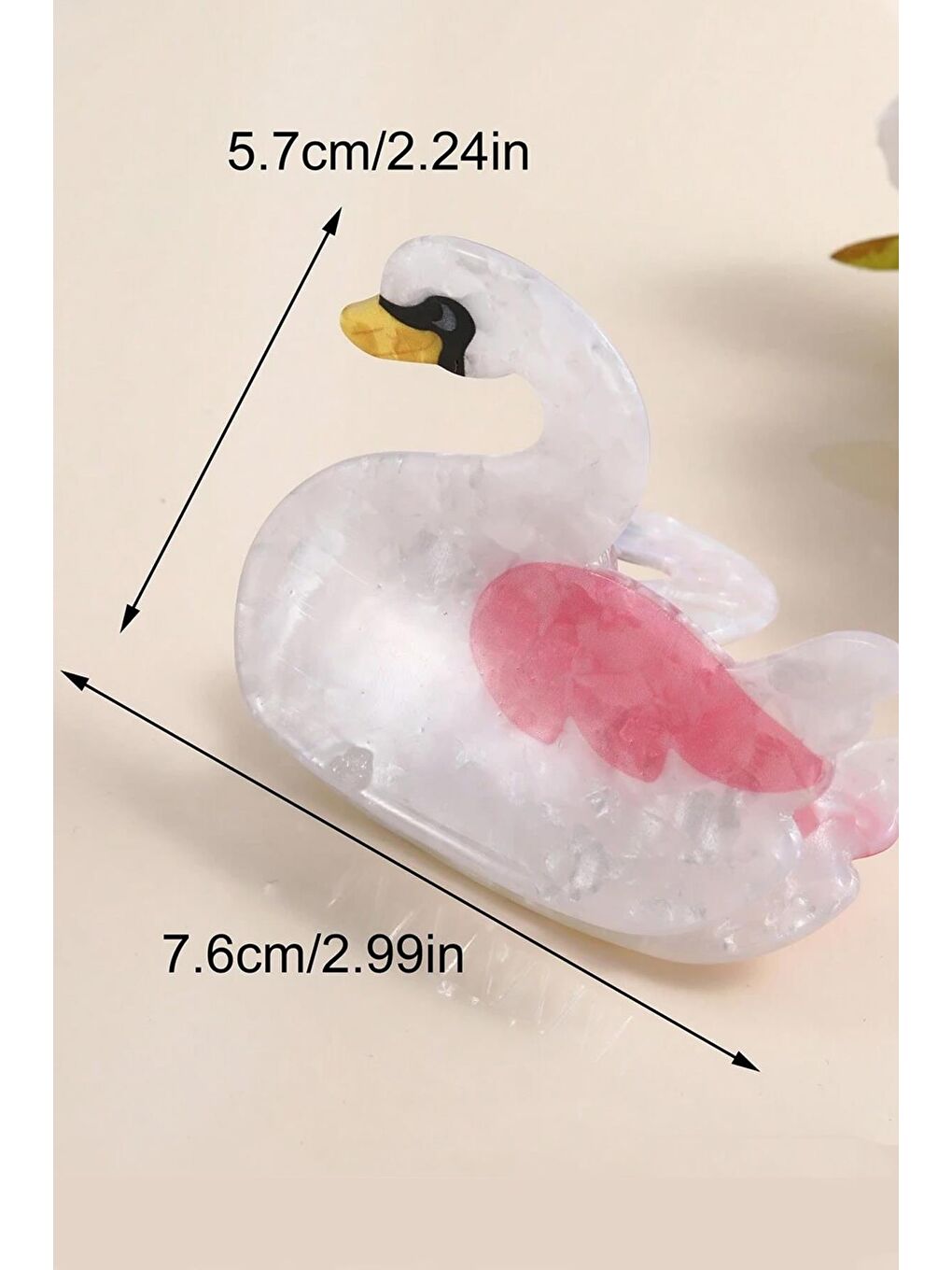 Zarif Beyaz Kuğu Asetat Mandal Toka-6