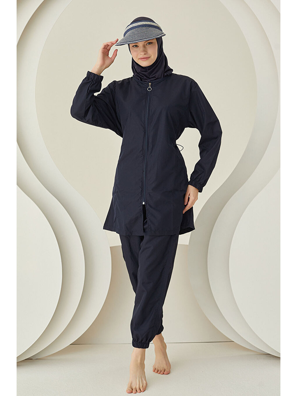 Lacivert Plain Pattern Tesettür Mayo