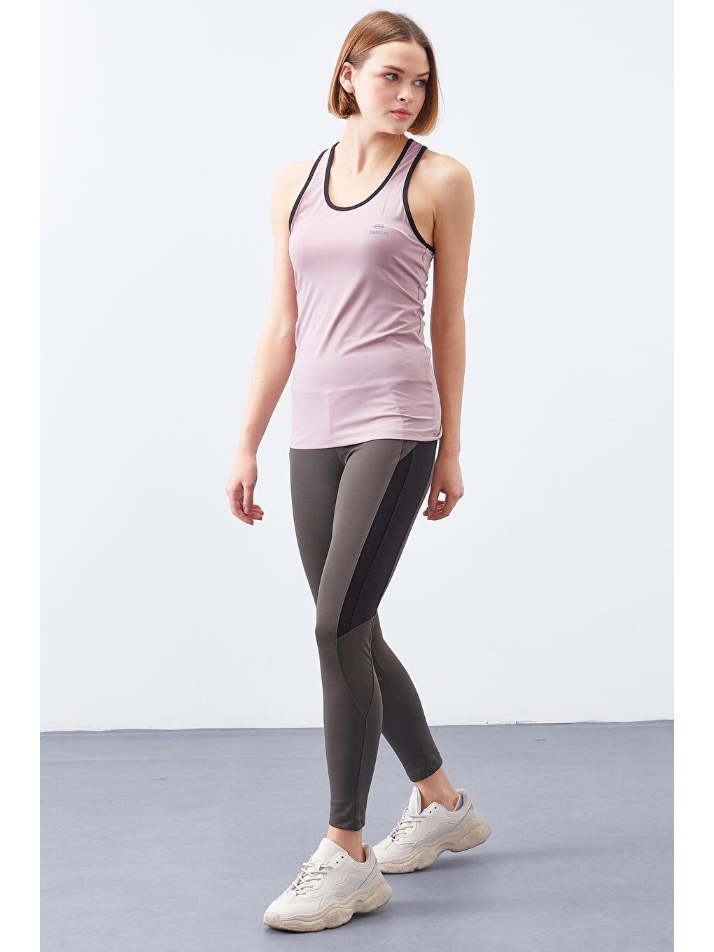 Pembe Gül Kurusu Çapraz Askılı Kolsuz Standart Kalıp Kadın Spor Atlet - 97094-3