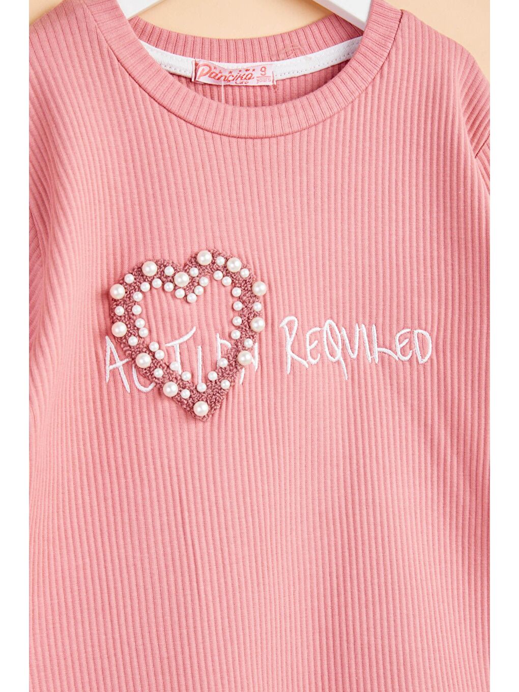 Kız Çocuk Pembe İnci Ve Tül Detaylı Bluz - 24956-1