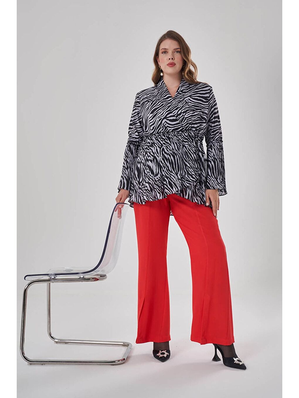 Karışık Zebra Desenli Tunik-1