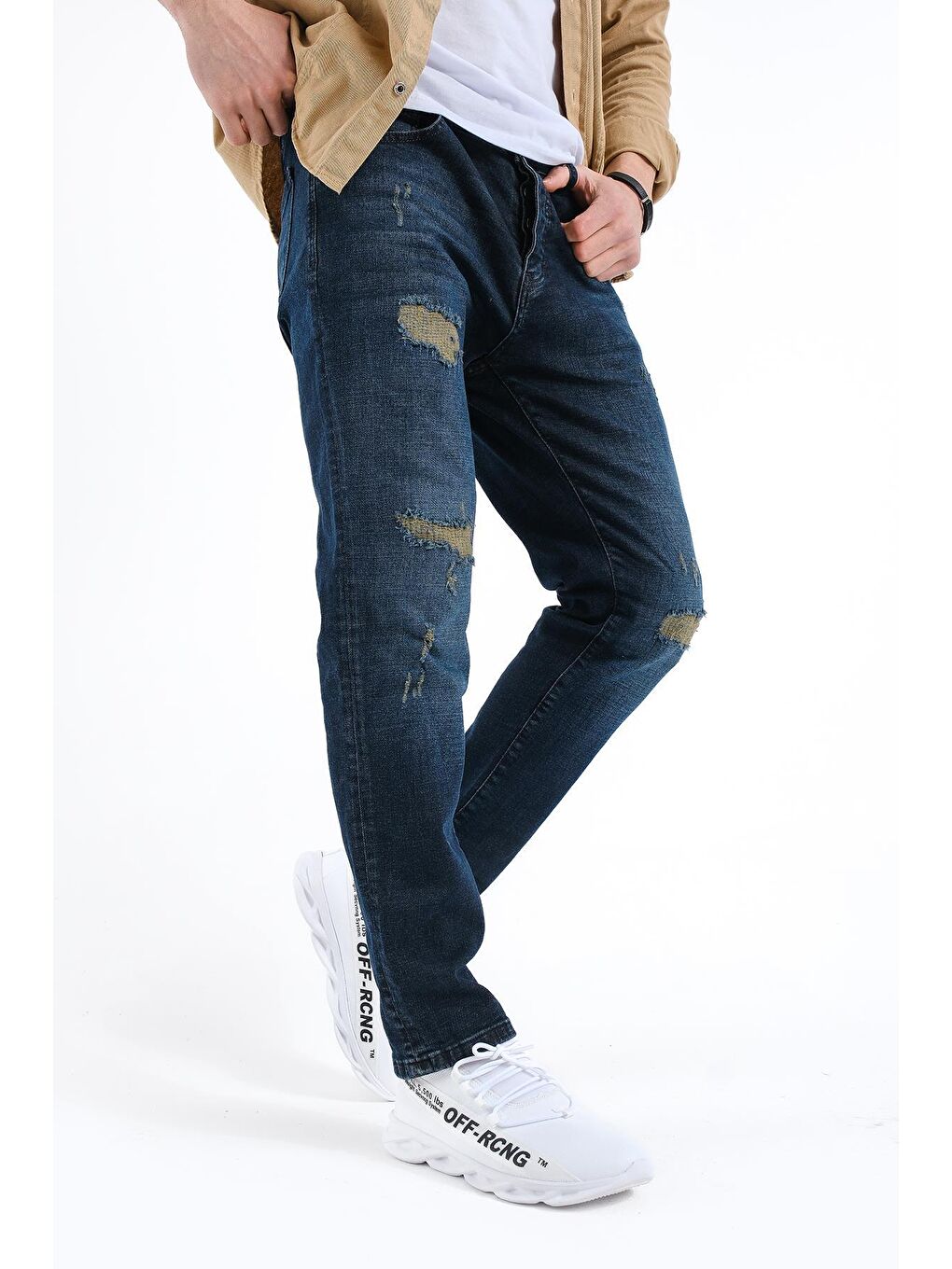 Oksit Jethro Slim Fit Elastanlı Yıpratmalı Yamalı Erkek Jean Pantolon-1