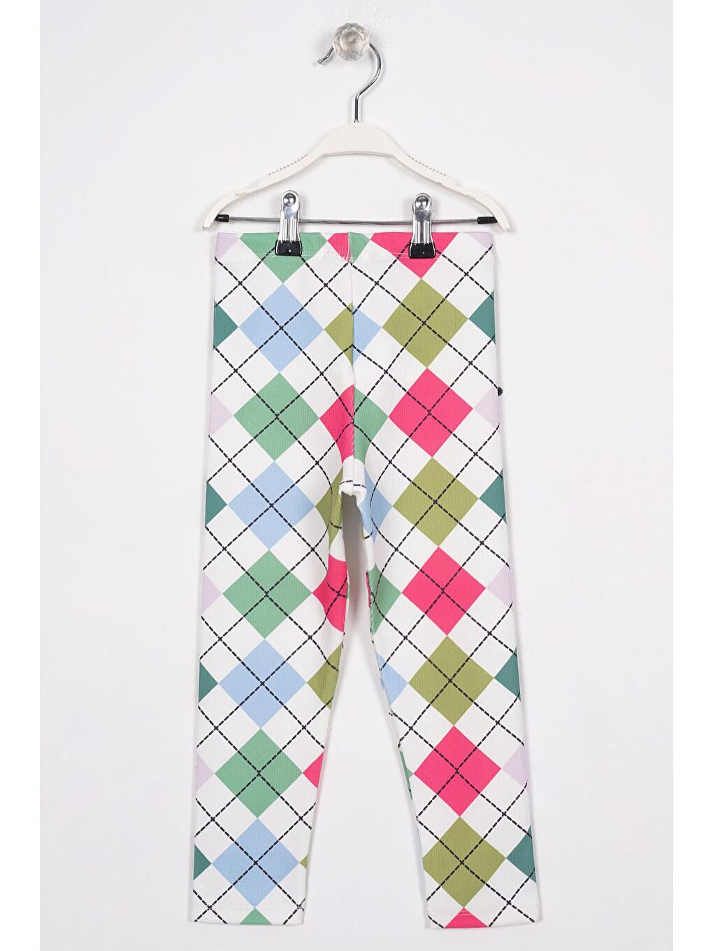 Yeşil Kare Baskılı Çağla Renk Kız Çocuk Tayt-2