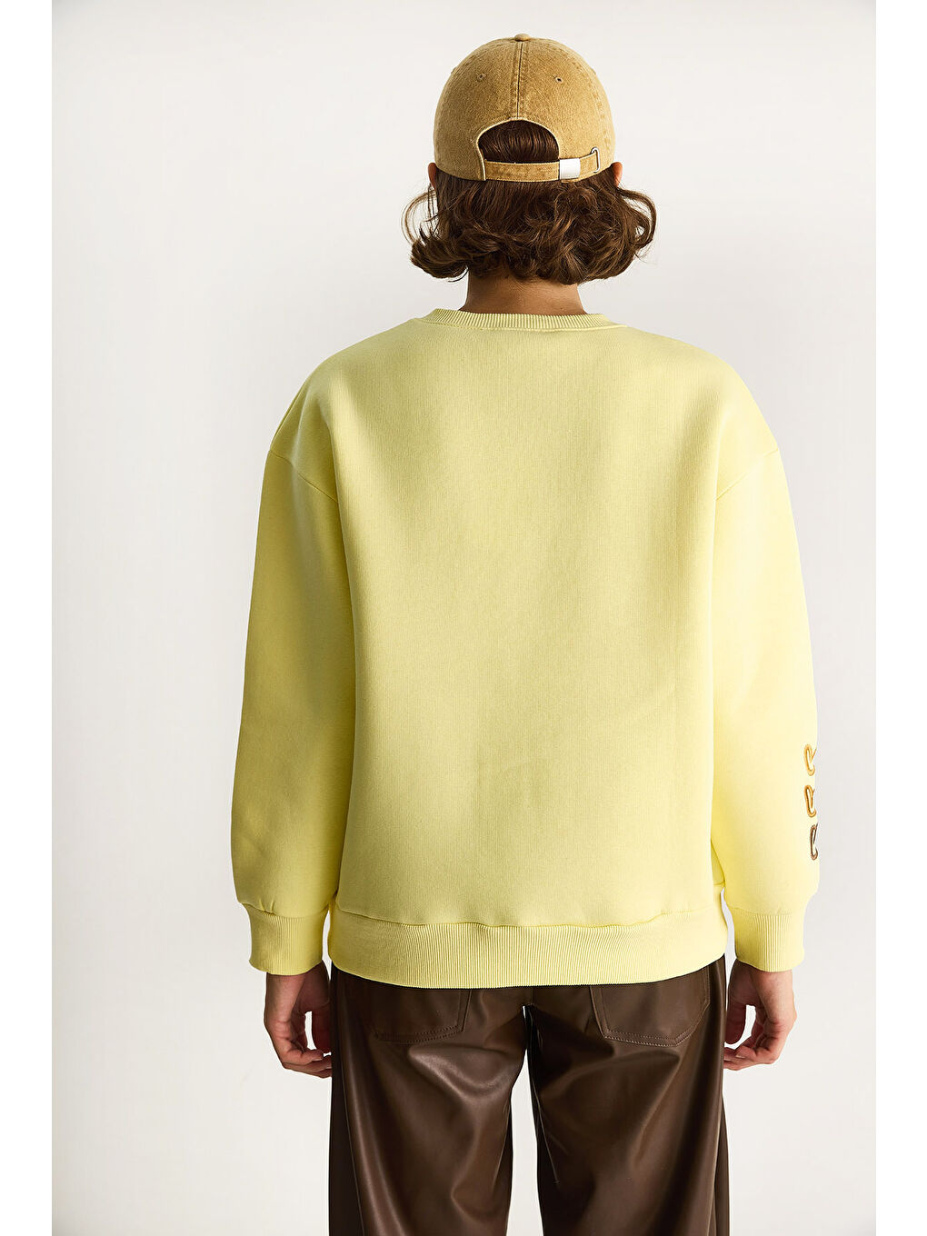 Gri Kadın Üç İplik Şardonlu Kalp Baskılı Sweatshirt-7