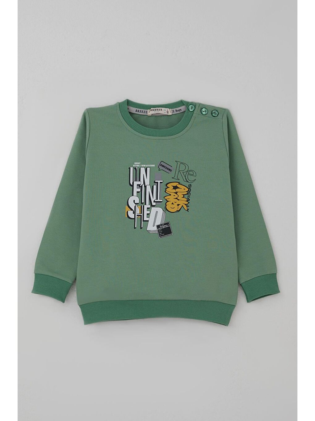 Erkek Çocuk Eşofman Takımı Yazı Baskılı Mint Yeşili (2-6 Yaş)-1