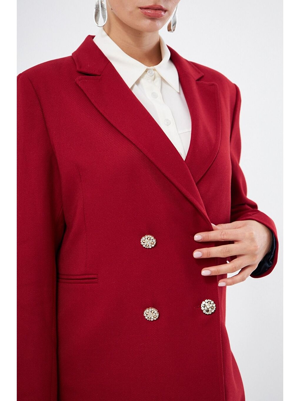 Renkli Astarlı Kırmızı Ceket