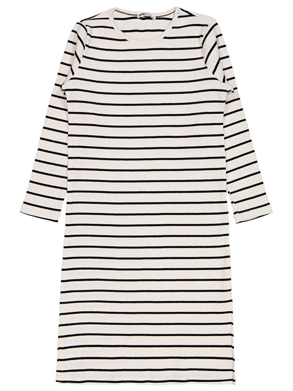 Girls Kalın Çizgili 10-13 Yaş Elbise - Ekru 10-11 Yaş