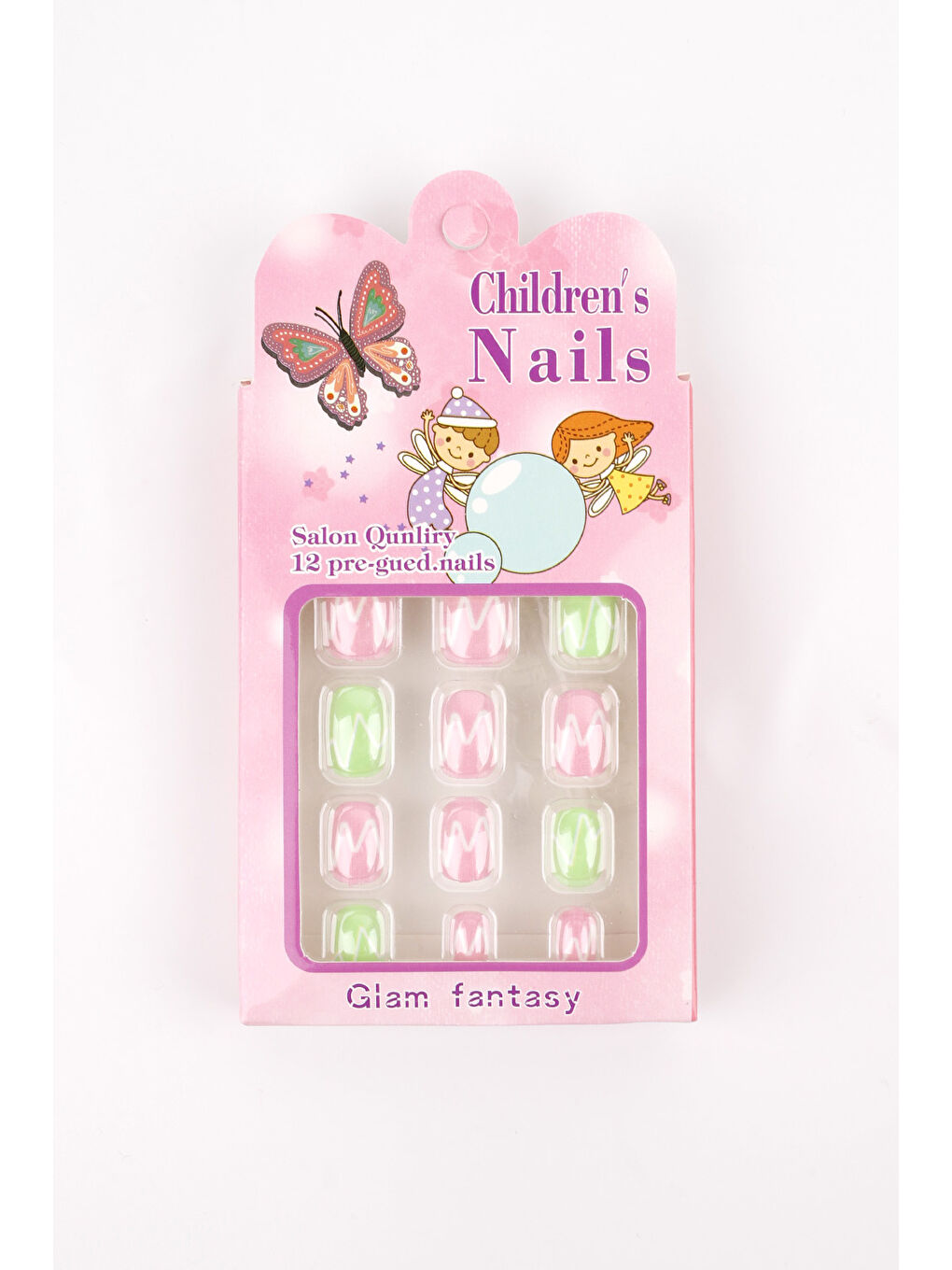 Mint Zigzag Desenli Kız Çocuk Takma Tırnak-2