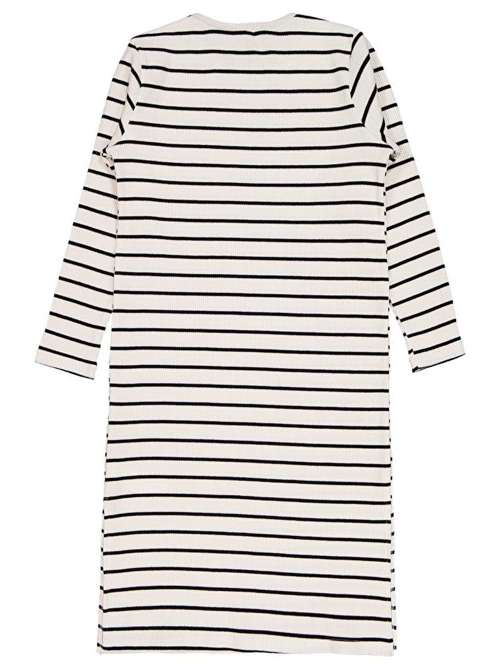 Girls Kalın Çizgili 10-13 Yaş Elbise - Ekru 10-11 Yaş-1