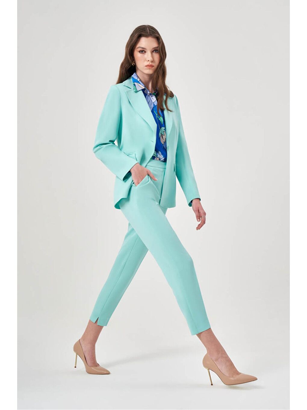 Karışık Basic Klasik Mint Ceket