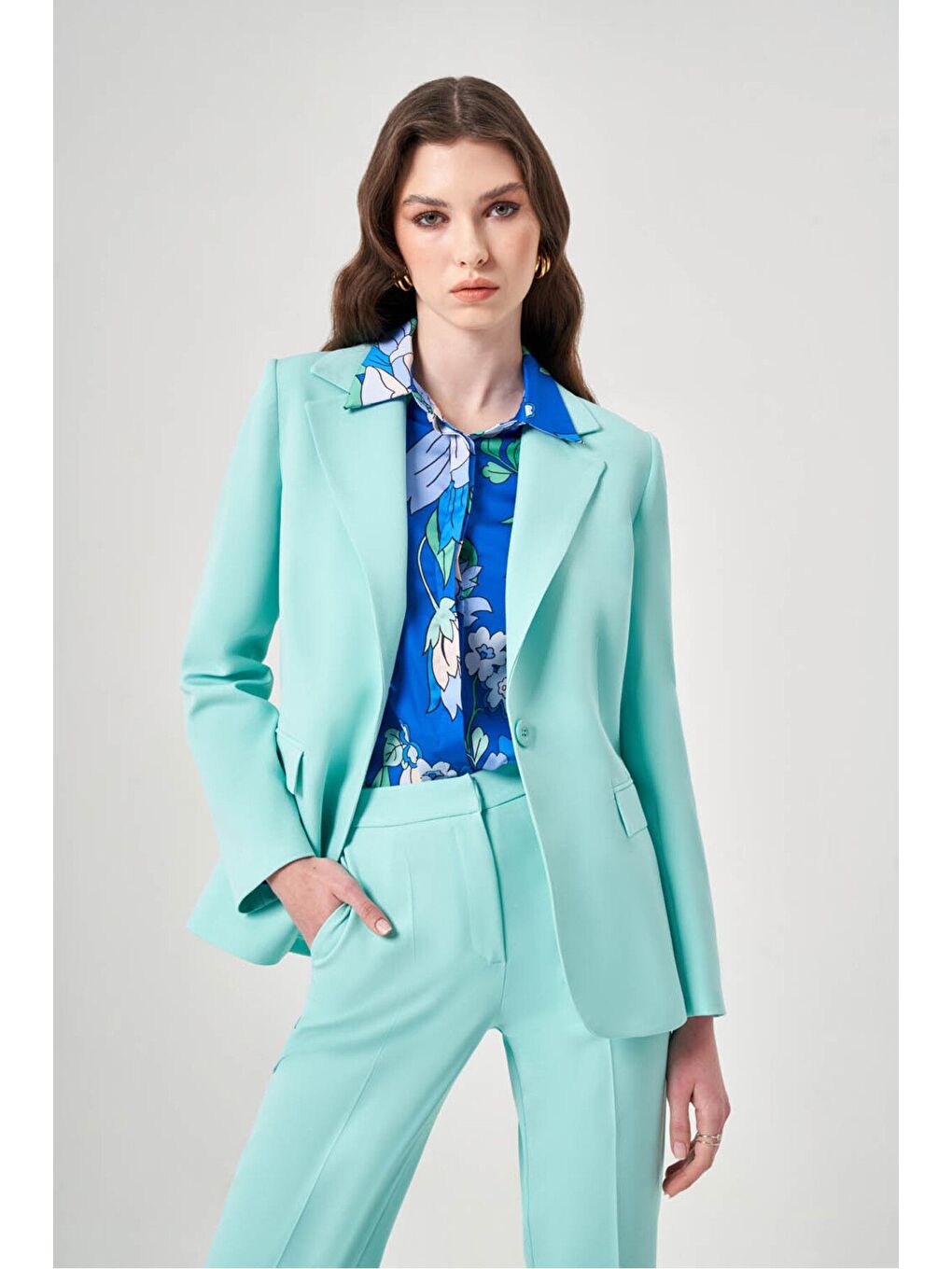 Karışık Basic Klasik Mint Ceket-2