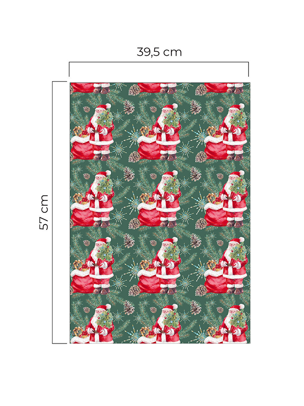 Yılbaşı Temalı Noel Baba Çam Hediye Detaylı Dekoratif Mutfak Fırın Kurulama Bezi Yeşil - 35x55cm-1