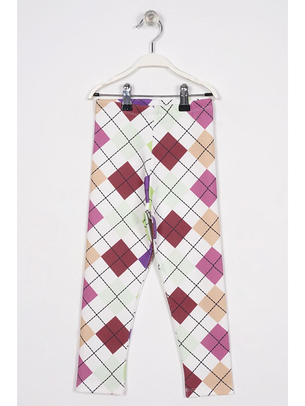 Kare Baskılı Yeşil Renk Kız Çocuk Tayt