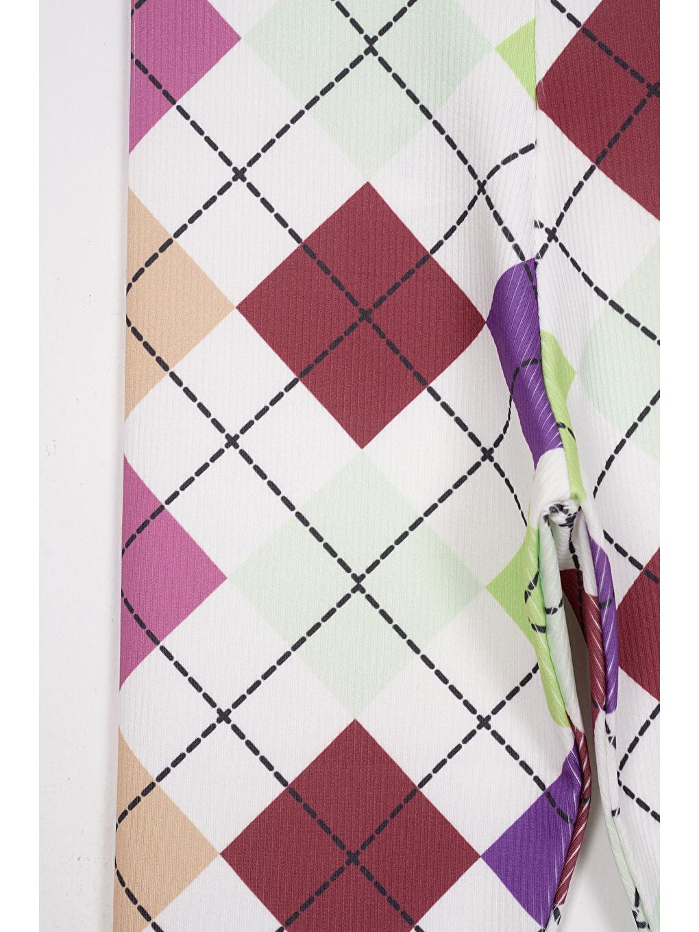 Kare Baskılı Yeşil Renk Kız Çocuk Tayt-1