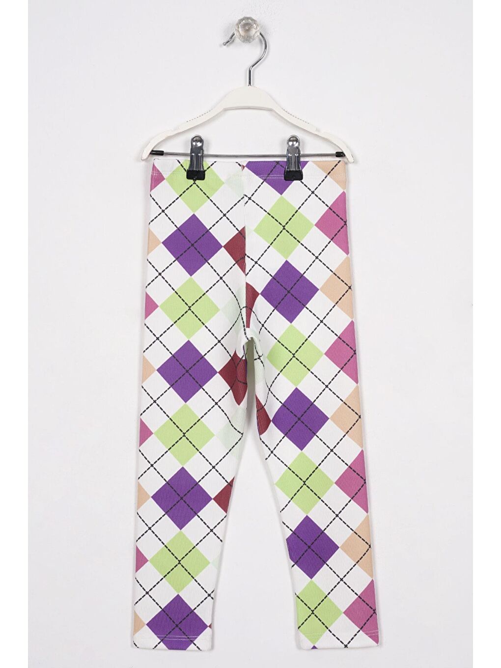 Kare Baskılı Yeşil Renk Kız Çocuk Tayt-2