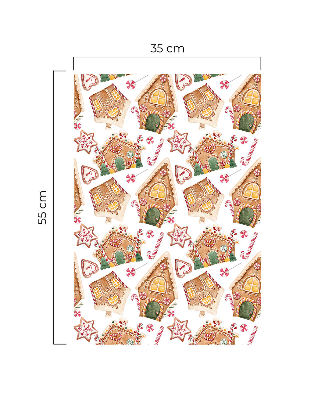 Yılbaşı Temalı Zencefil Kurabiye Evi Detaylı Dekoratif Mutfak Fırın Kurulama Bezi Beyaz - 35x55cm-1