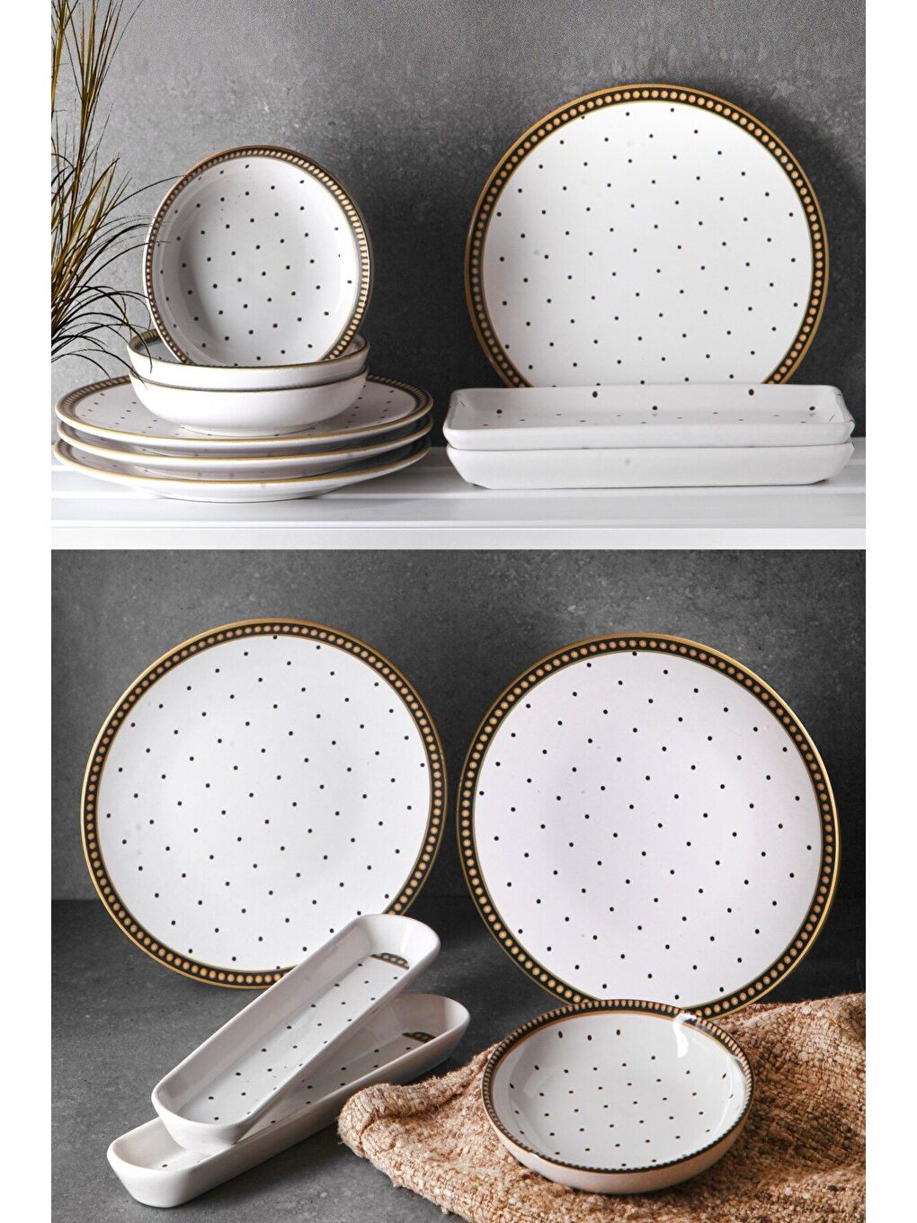 Siyah 14 Parça 6 Kişilik Handmade Mono Desen Kahvaltı Takımı   Lüx Kahvaltılık Sunum Seti-3