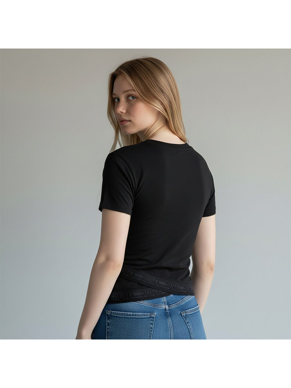 Strong Cross Back Kadın Siyah Tişört-1