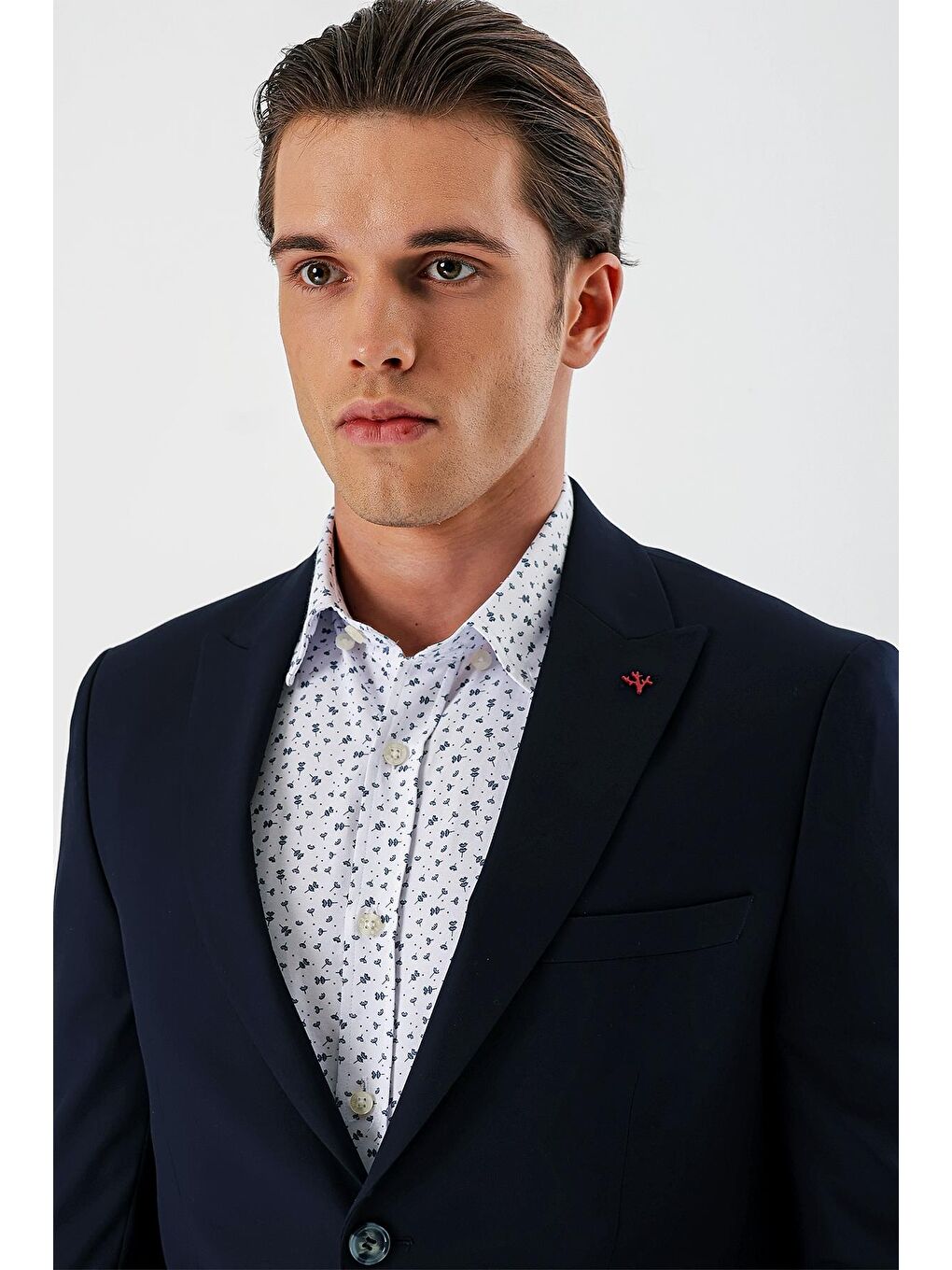 Lacivert Düz Kırlangıç Yaka Elastanlı 6 Drop Slim Fit Dar Kesim Klasik Takım Elbise 1001240161-6