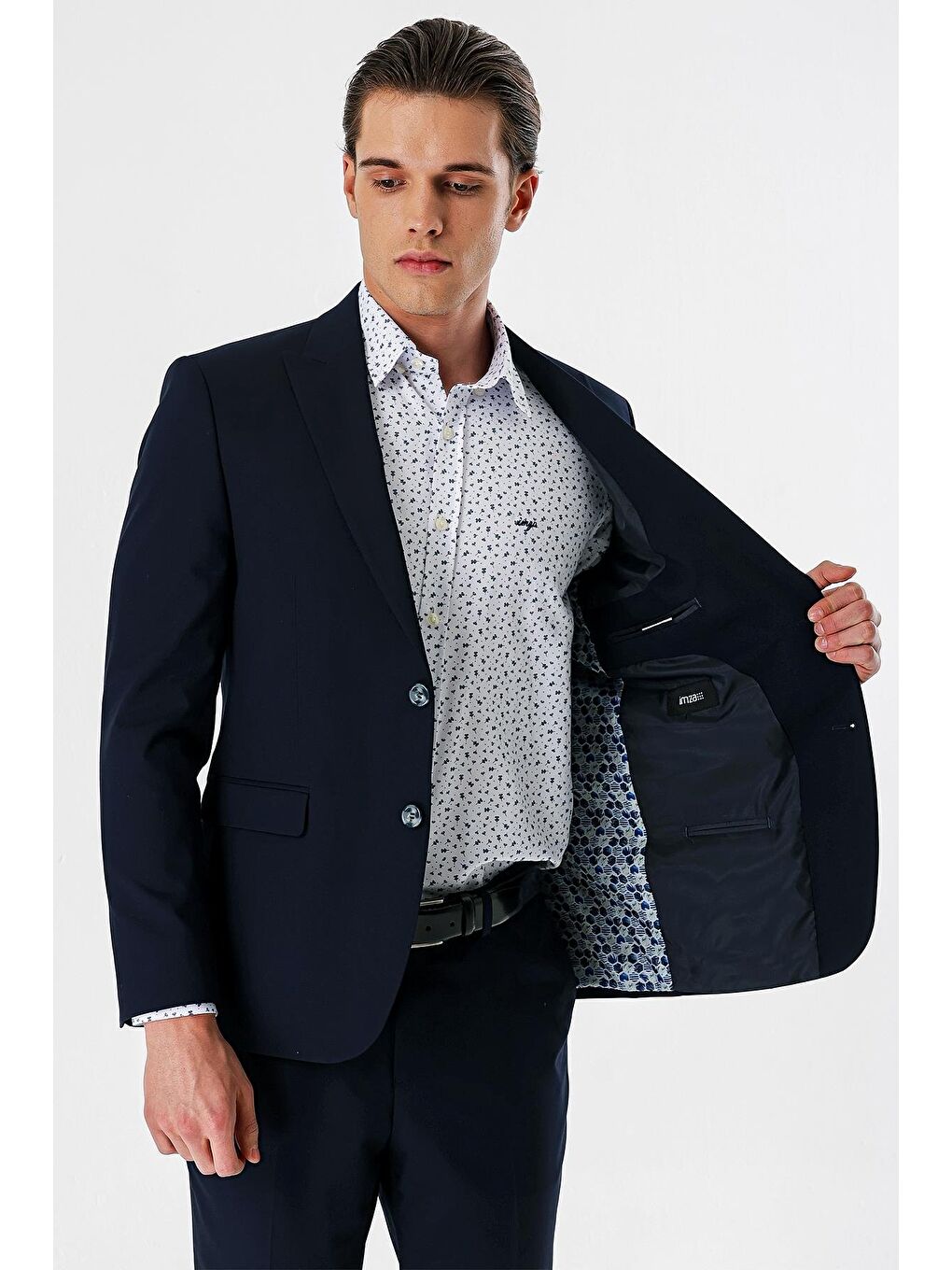 Lacivert Düz Kırlangıç Yaka Elastanlı 6 Drop Slim Fit Dar Kesim Klasik Takım Elbise 1001240161-7