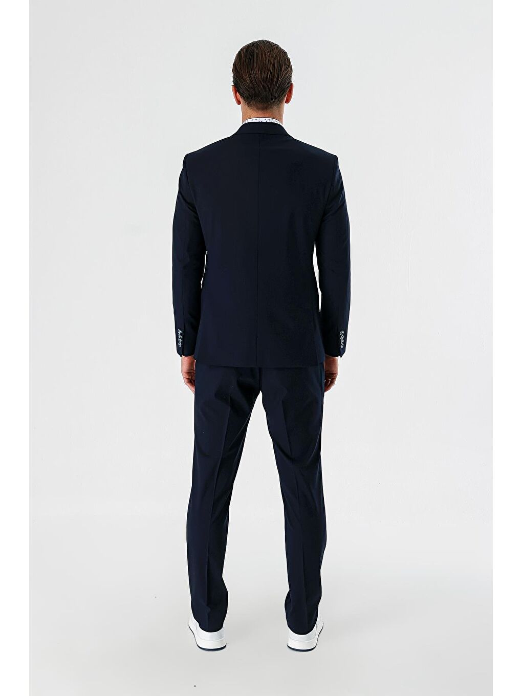 Lacivert Düz Kırlangıç Yaka Elastanlı 6 Drop Slim Fit Dar Kesim Klasik Takım Elbise 1001240161-8