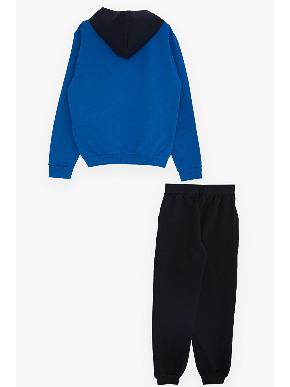 Erkek Çocuk Eşofman Takım Kapüşonlu Yazı Baskılı Saks Mavisi (5-10 Yaş)-1