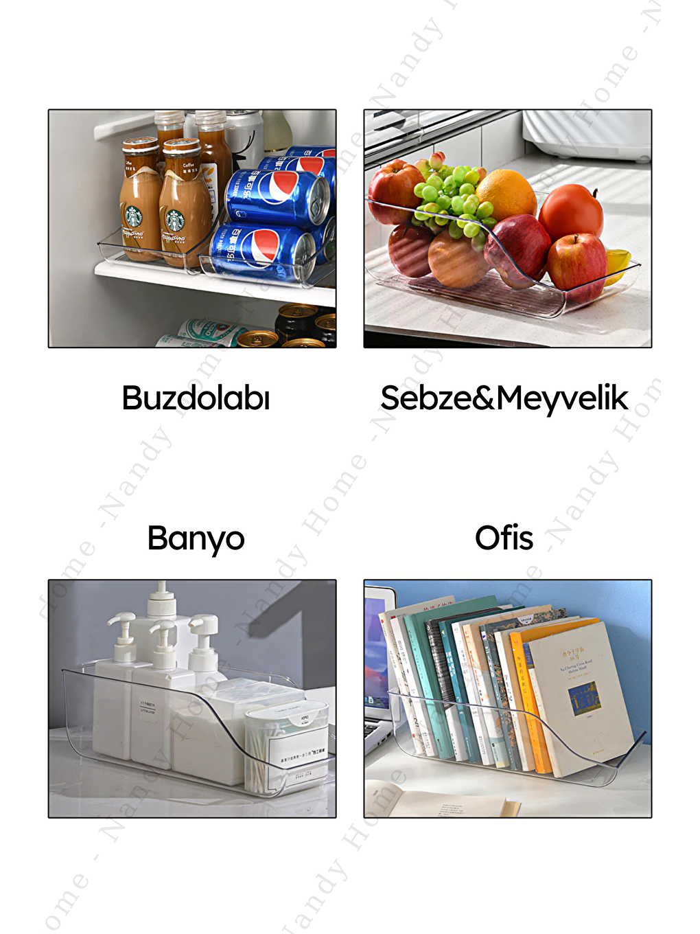 Nandy Home Şeffaf Çok Amaçlı İçecek, Buzdolabı & Dolap İçi Düzenleyici Büyük Boy - 1