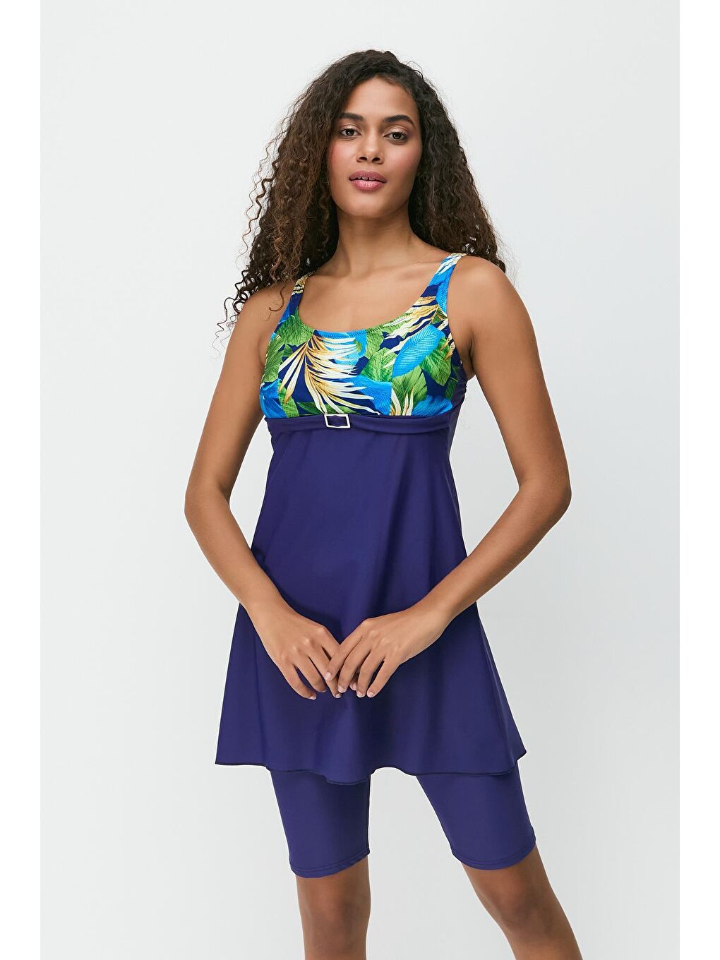 Taytlı Tesettür Mayo  7758 Lacivert-2