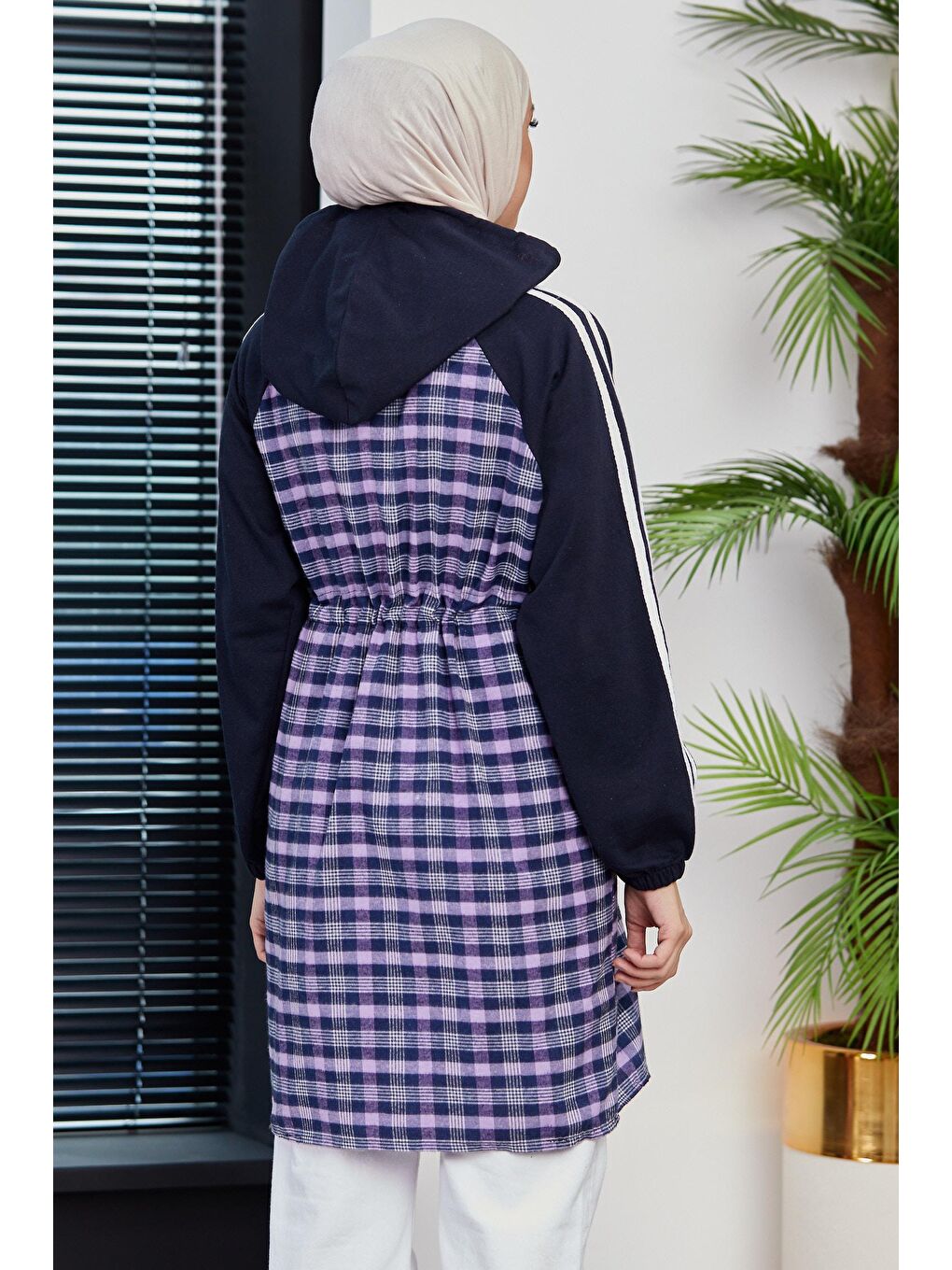 Kapüşonlu Yaka Kadın Lila Kapüşonlu Tunık - 3861-5