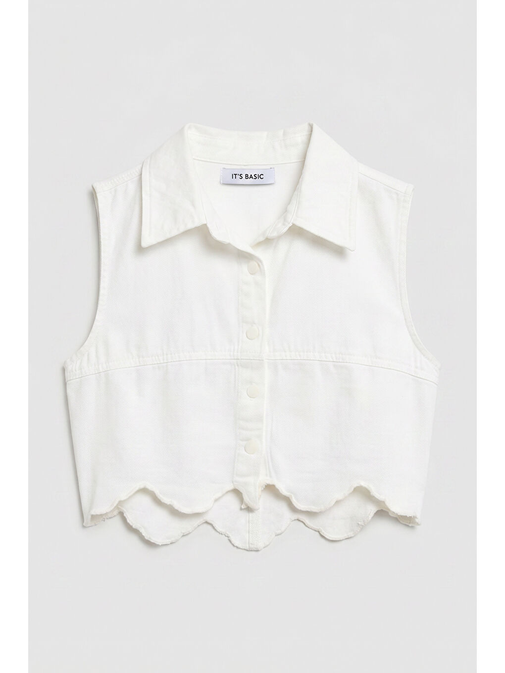 Kadın Kırık Beyaz 7s6-101 Crop Fit Dantel Detaylı Tasarım Yelek-2