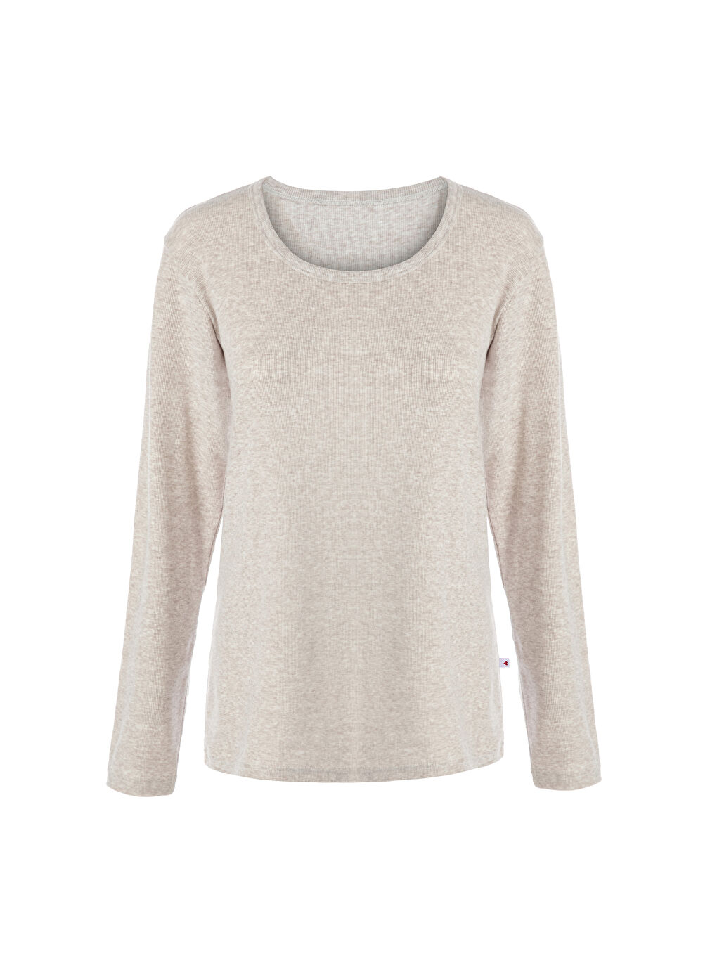 Gri Kadın Pamuklu Kaşkorse Üst Etiket Detaylı Çizgili Pijama Takımı-1